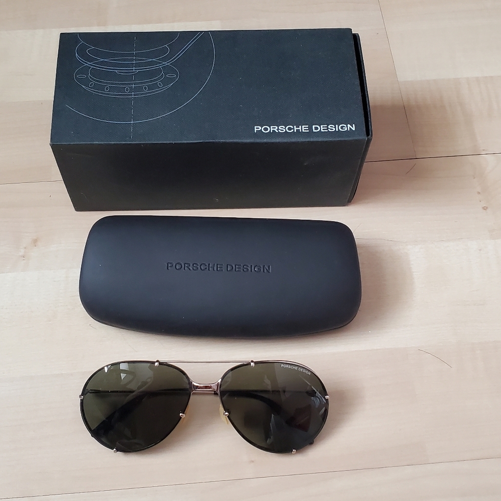 Porsche Design Black Frame Green Lens Aviator Sunglasses - Extra Set of Lenses